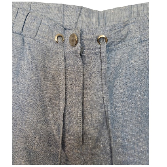 JM Collection Blue Wash Intrepid Linen Wide Leg Pants - Picture 5 of 7